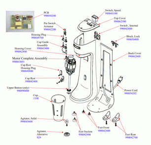 Diagram Diagram and Parts List for HMD200-UK-B  Hamilton Beach Drink Mixer